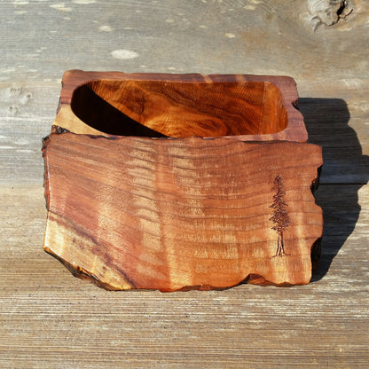 Wood Jewelry Box Redwood Tree Engraved Handmade Curly Wood #N