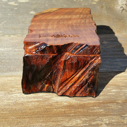 Wood Jewelry Box Redwood Tree Engraved Handmade Curly Wood #N