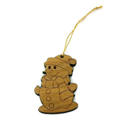 Snowman Christmas Ornament Wood Ornament California Redwoods Laser Cut Handmade Made in USA Collector Housewarming