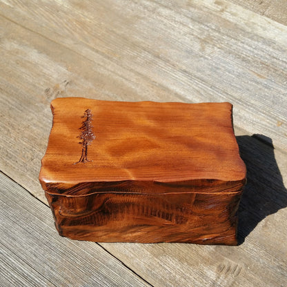 Wood Jewelry Box Curly Redwood Tree Engraved #J