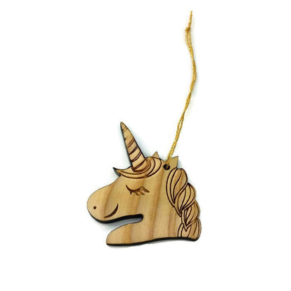 Unicorn Christmas Ornament California Redwood Handmade Wood Ornament Made in USA White Magical Fantasy