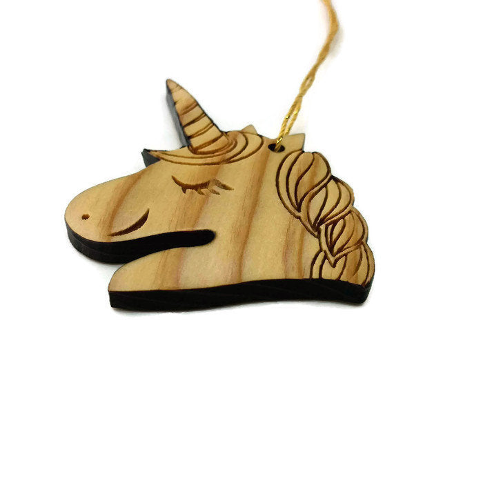 Unicorn Christmas Ornament California Redwood Handmade Wood Ornament Made in USA White Magical Fantasy