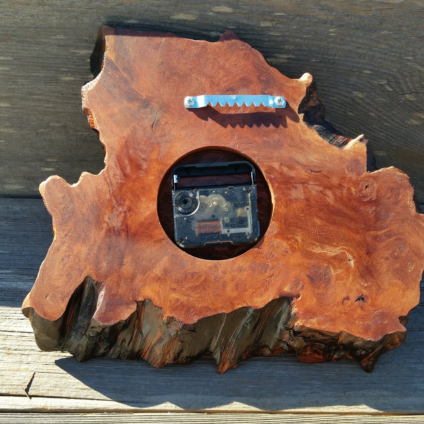 Wood Clock Wall Hanging Redwood Handmade Housewarming Gift Burl #11 Mini