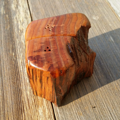 Rustic Wood Salt and Pepper Shakers Set Handmade #A4 California Redwood Souvenir Housewarming Gift