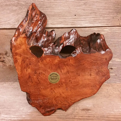 Wood Candle Holder Rustic Redwood 2 Votive Handmade 5th Anniversary #S