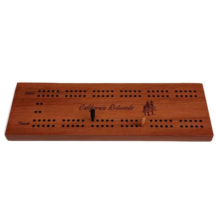 California Redwood Cribbage Board Card Game Handmade 2 Player