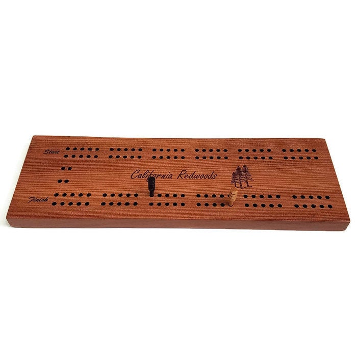 California Redwood Cribbage Board Card Game Handmade 2 Player