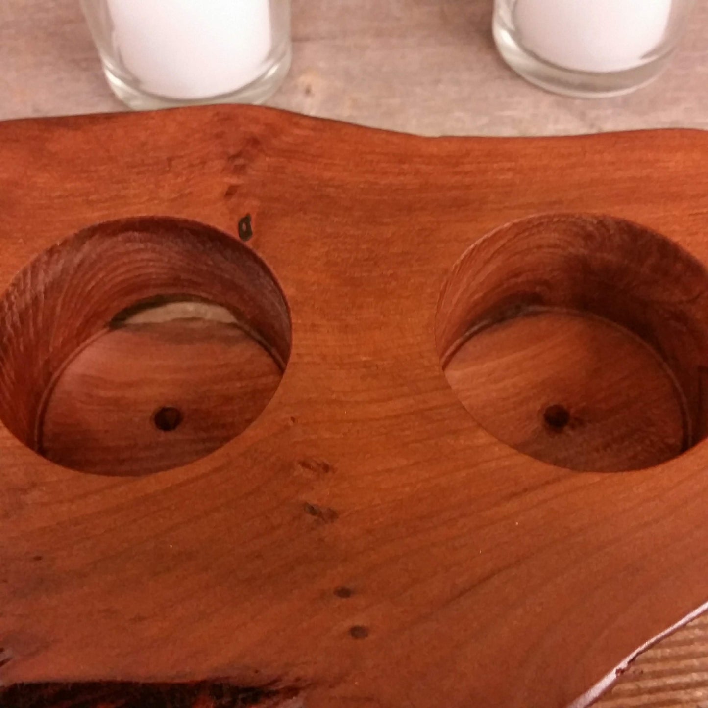 Wood Candle Holder California Redwood Rustic Home Decor 3 Votive Handmade Wood #A4 Wedding Gift