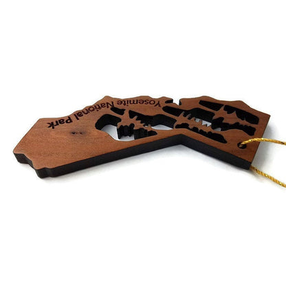 Yosemite National Park California State Shape Souvenir Christmas Ornament California Redwood Laser Cut Handmade Wood Ornament Made in USA