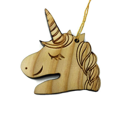 Unicorn Christmas Ornament California Redwood Handmade Wood Ornament Made in USA White Magical Fantasy