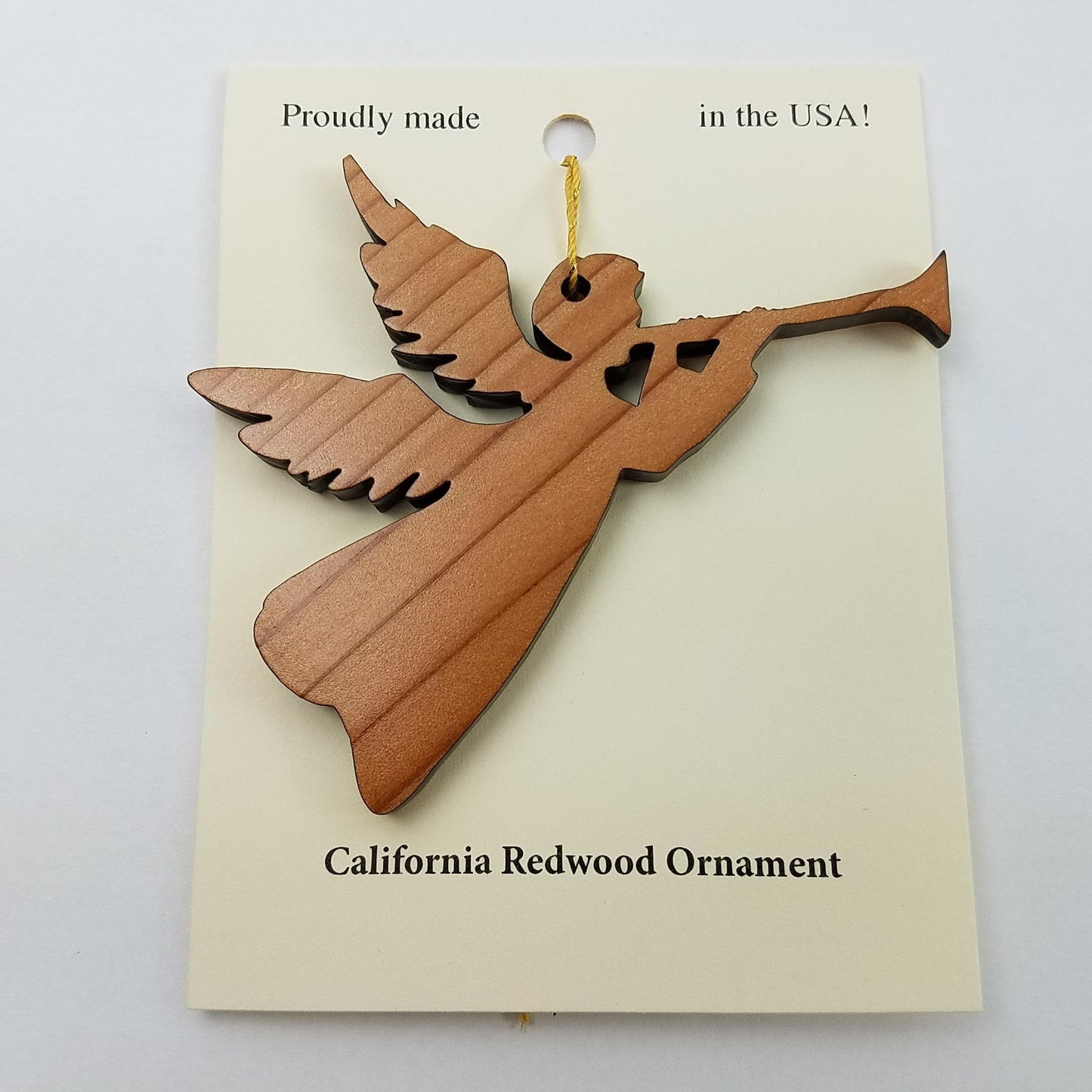 Angel Christmas Ornament California Redwoods Laser Cut Handmade Wood Ornament Made in USA