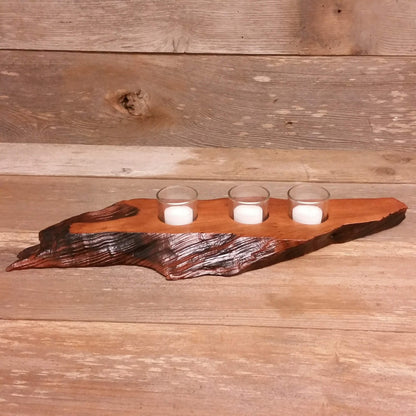 Wood Candle Holder California Redwood Rustic Home Decor 3 Votive Handmade Wood #A4 Wedding Gift