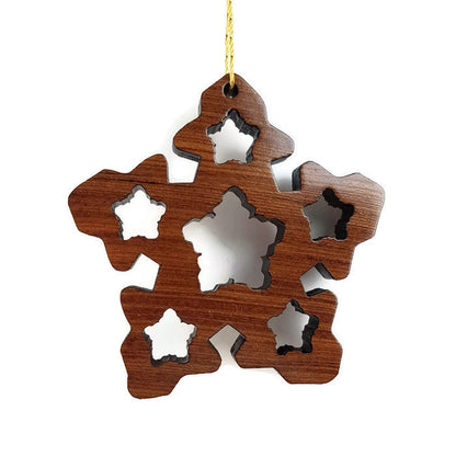 Handmade Wood Snowflake Christmas Ornament California Redwood Made in USA Laser Cut Winter Decor