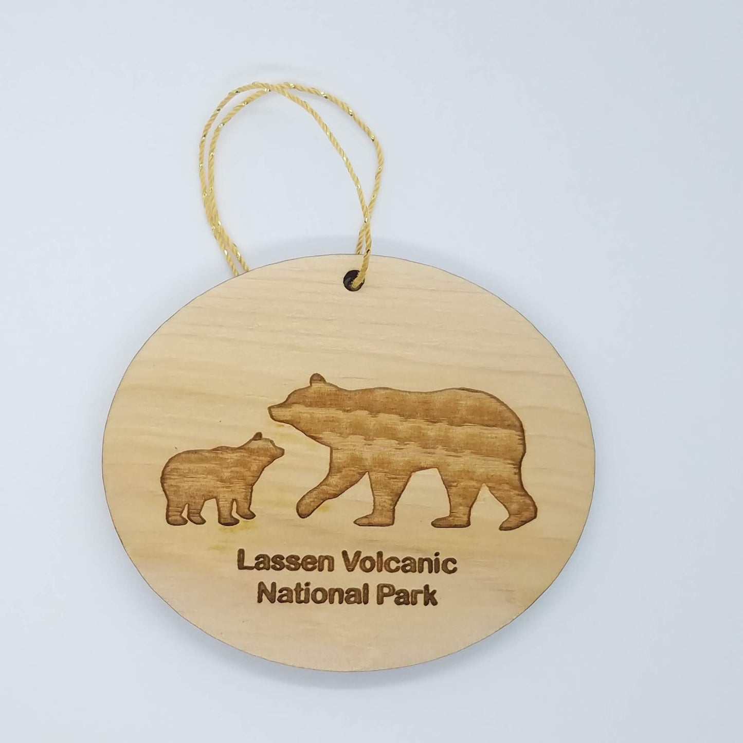 Bear and Cub Lassen Volcanic National Park Souvenir Christmas Ornament Handmade Wood Ornament Collectible Cedar