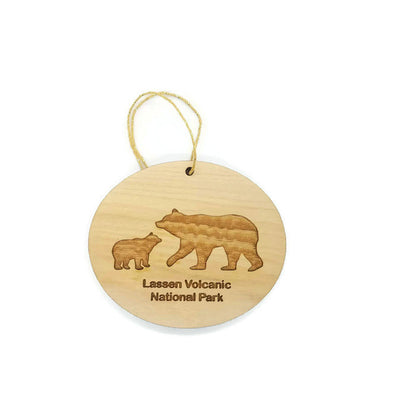 Bear and Cub Lassen Volcanic National Park Souvenir Christmas Ornament Handmade Wood Ornament Collectible Cedar