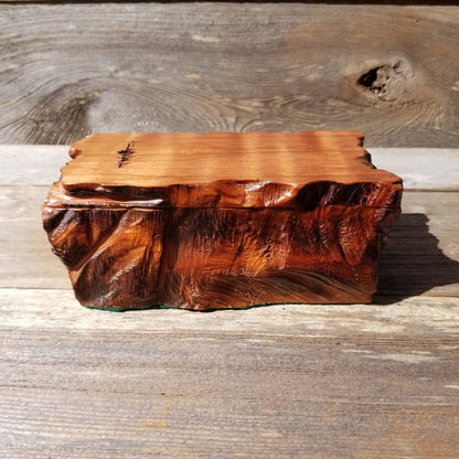 Handmade Wood Box with Redwood Tree Engraved Rustic Curly Wood #U