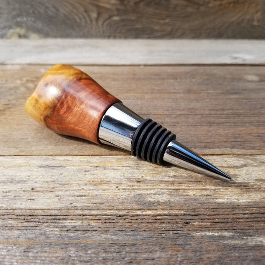 Wine Stopper Redwood Live Edge Rustic Redwood Burl Hand Turned Handmade 2 Tone White and Red 106