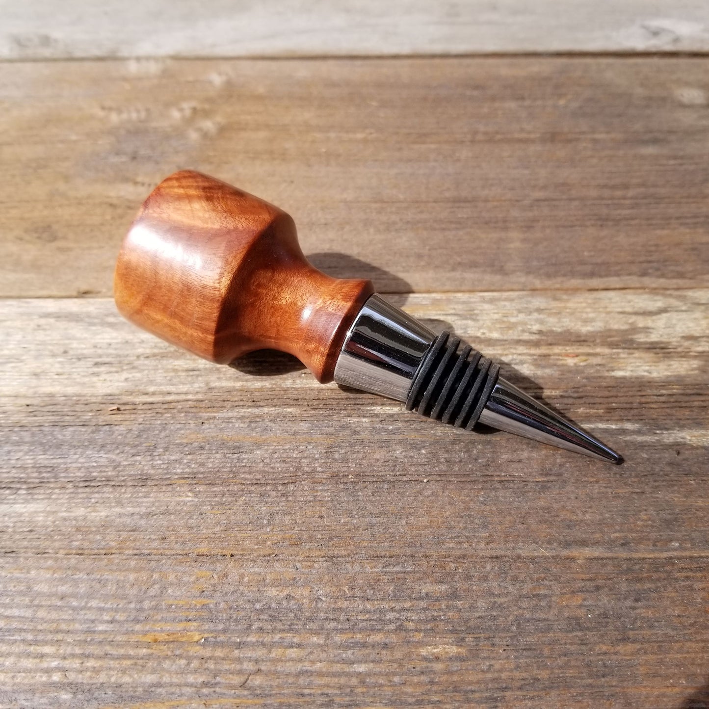 Wine Stopper Redwood Rustic Redwood Burl Hand Turned Handmade Smooth Top #108