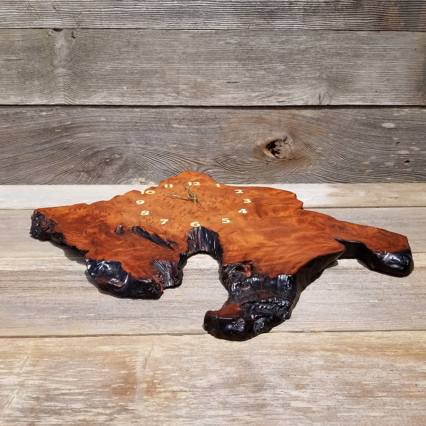 Wood Wall Clock Handmade Rustic Redwood Burl Clock Anniversary Gift #112