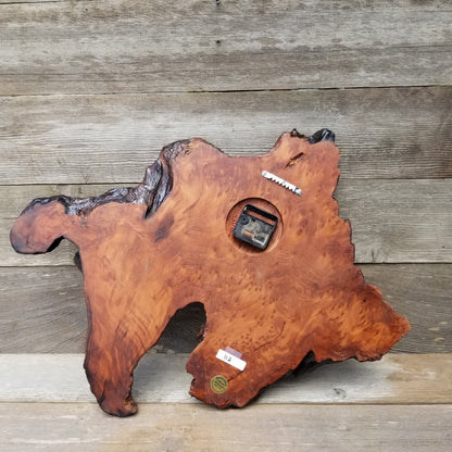 Wood Wall Clock Handmade Rustic Redwood Burl Clock Anniversary Gift #112