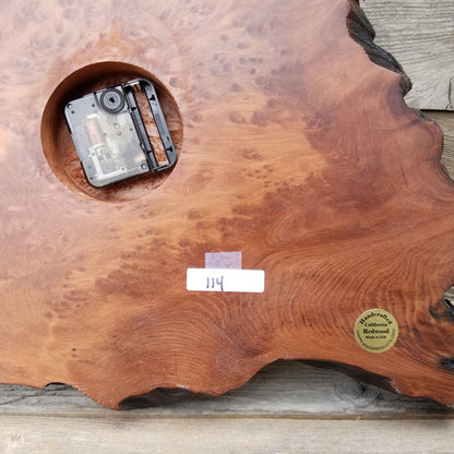 Redwood Burl Wood Wall Clock #114 Handmade