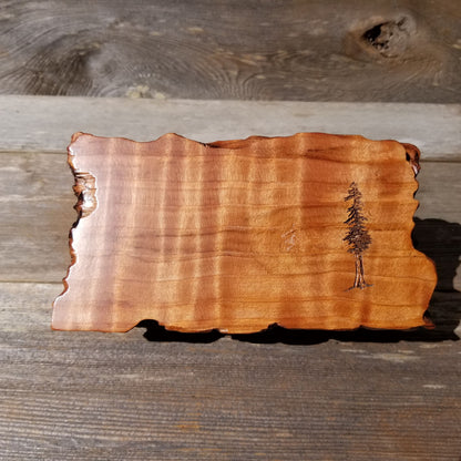 Handmade Wood Box with Redwood Tree Engraved Rustic Curly Wood #U