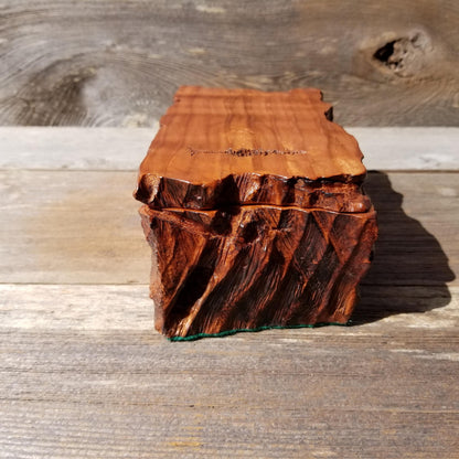 Handmade Wood Box with Redwood Tree Engraved Rustic Curly Wood #U