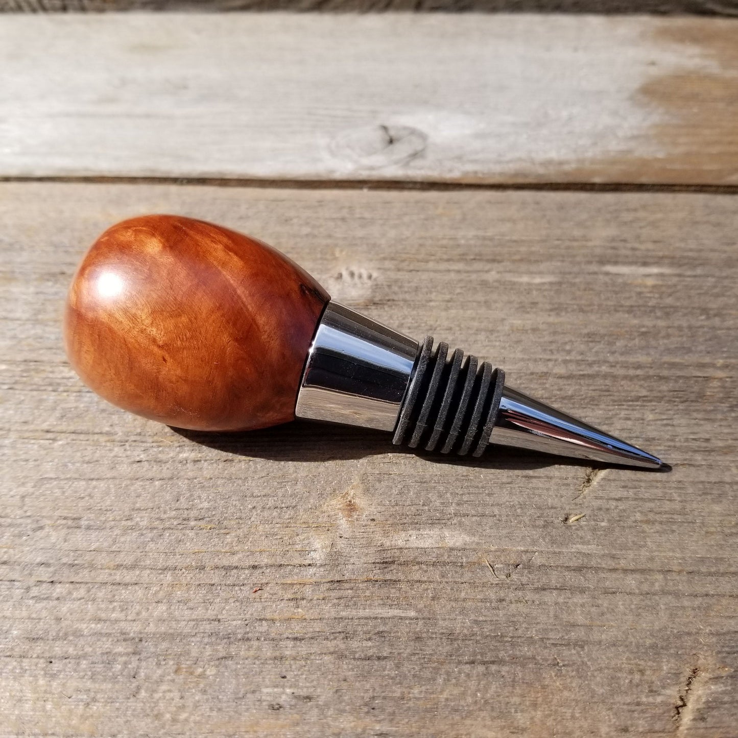 Wine Stopper Redwood Burl Hand Turned Handmade Smooth Top Wood California 127