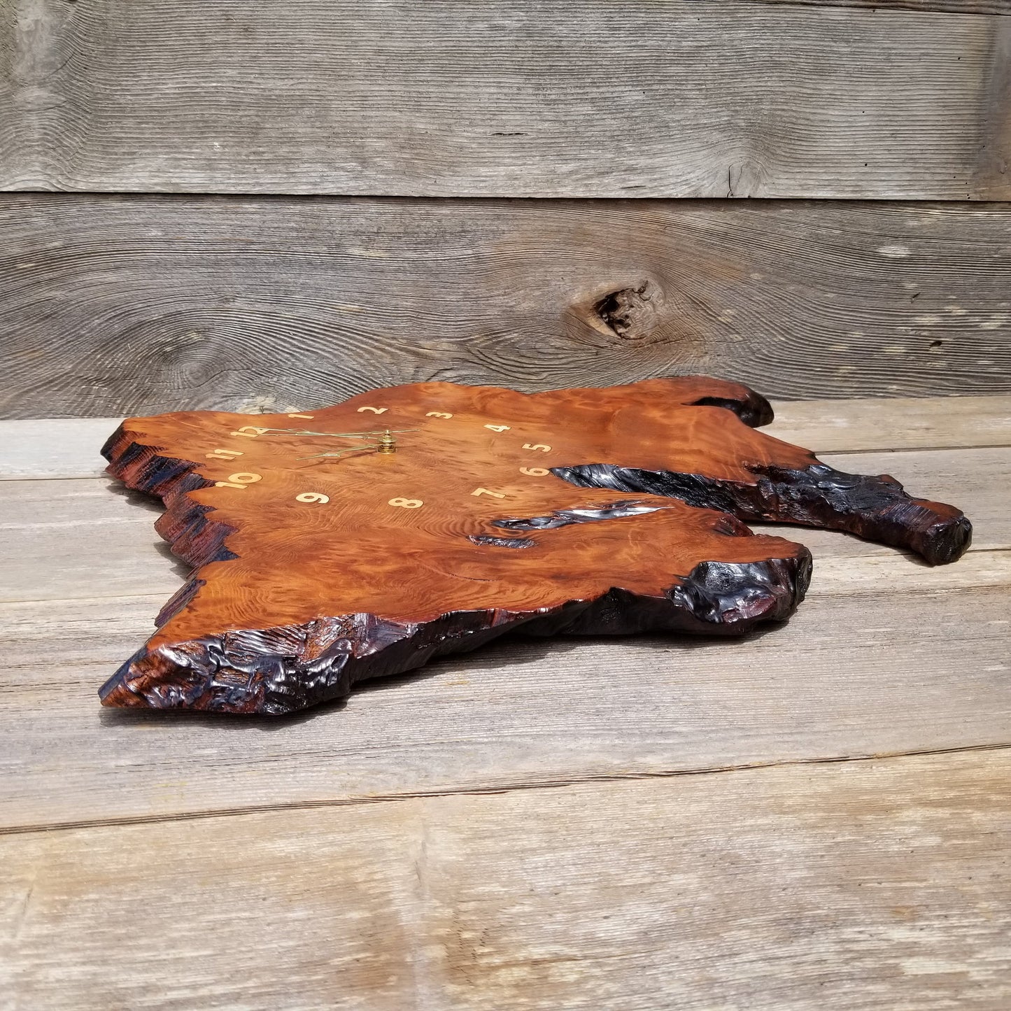 Wood Wall Clock Handmade Rustic Redwood Burl Clock Anniversary Gift #112