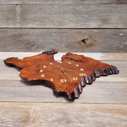 Wood Wall Clock Handmade Rustic Redwood Burl Clock Anniversary Gift #112