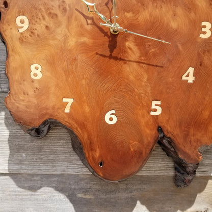 Redwood Burl Wood Wall Clock Handmade #113