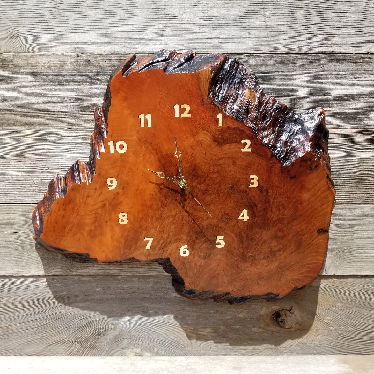 Wood Wall Clock Redwood Burl Slab #115 Housewarming Gift