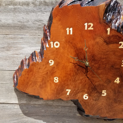 Wood Wall Clock Redwood Burl Slab #115 Housewarming Gift