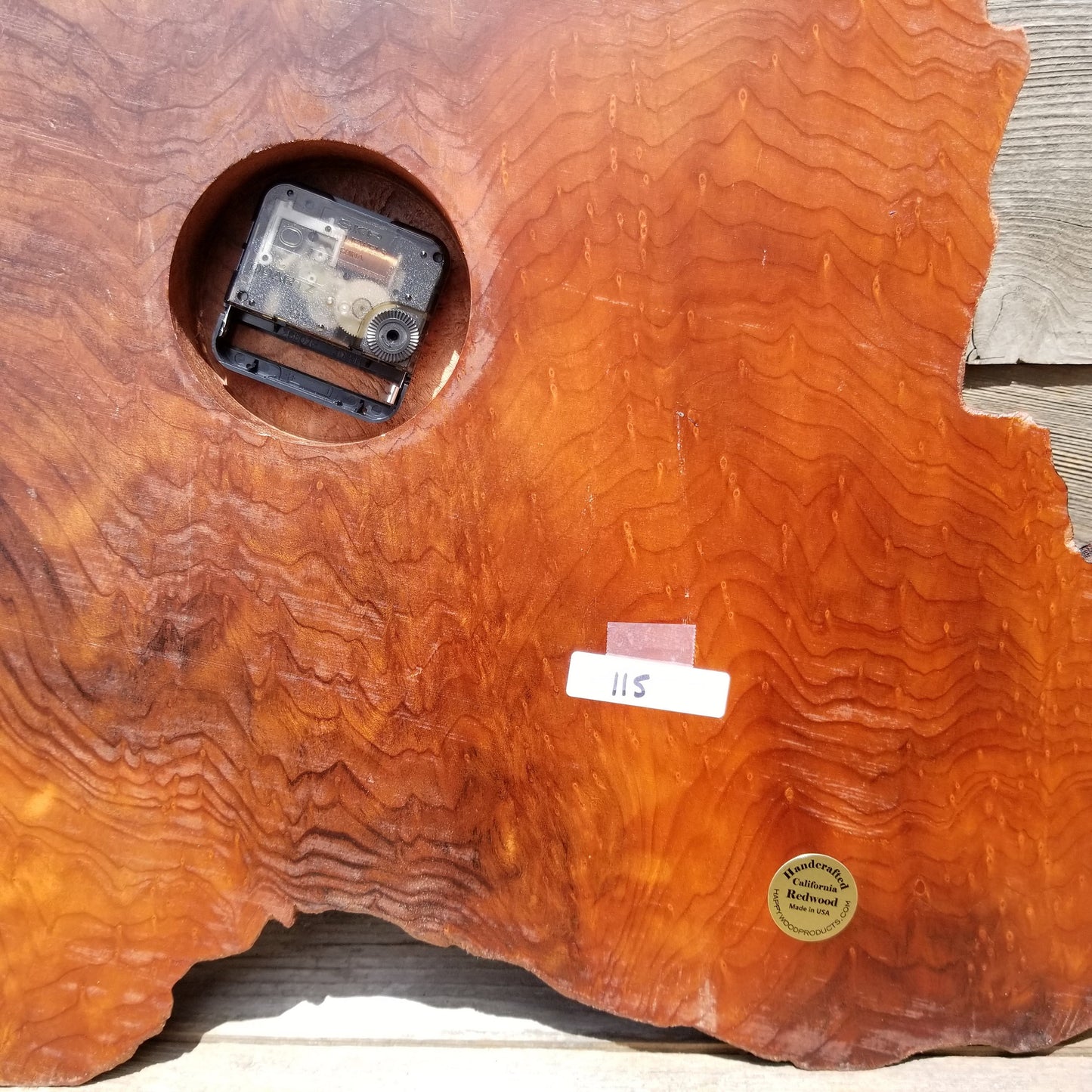 Wood Wall Clock Redwood Burl Slab #115 Housewarming Gift