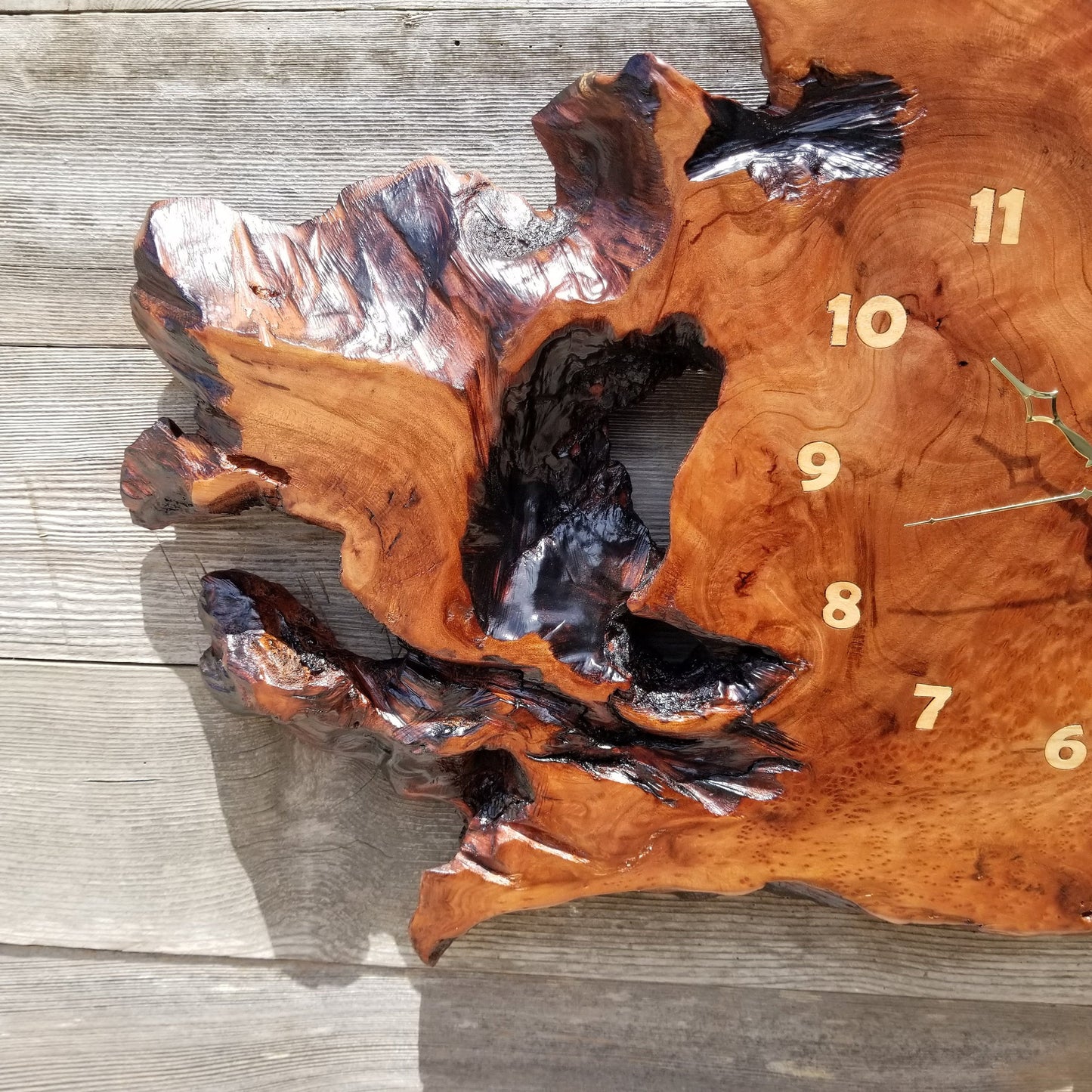 Redwood Wood Clock Wall Hanging Handmade #116