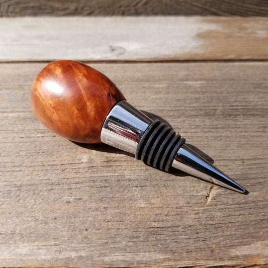 Wine Stopper Redwood Burl Hand Turned Handmade Smooth Top Wood California 127