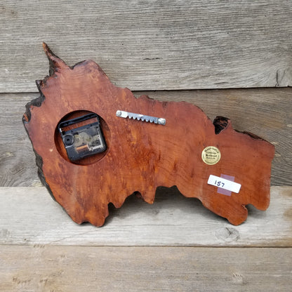 Redwood Clock Handmade Wall Hanging Rustic Live Edge #157