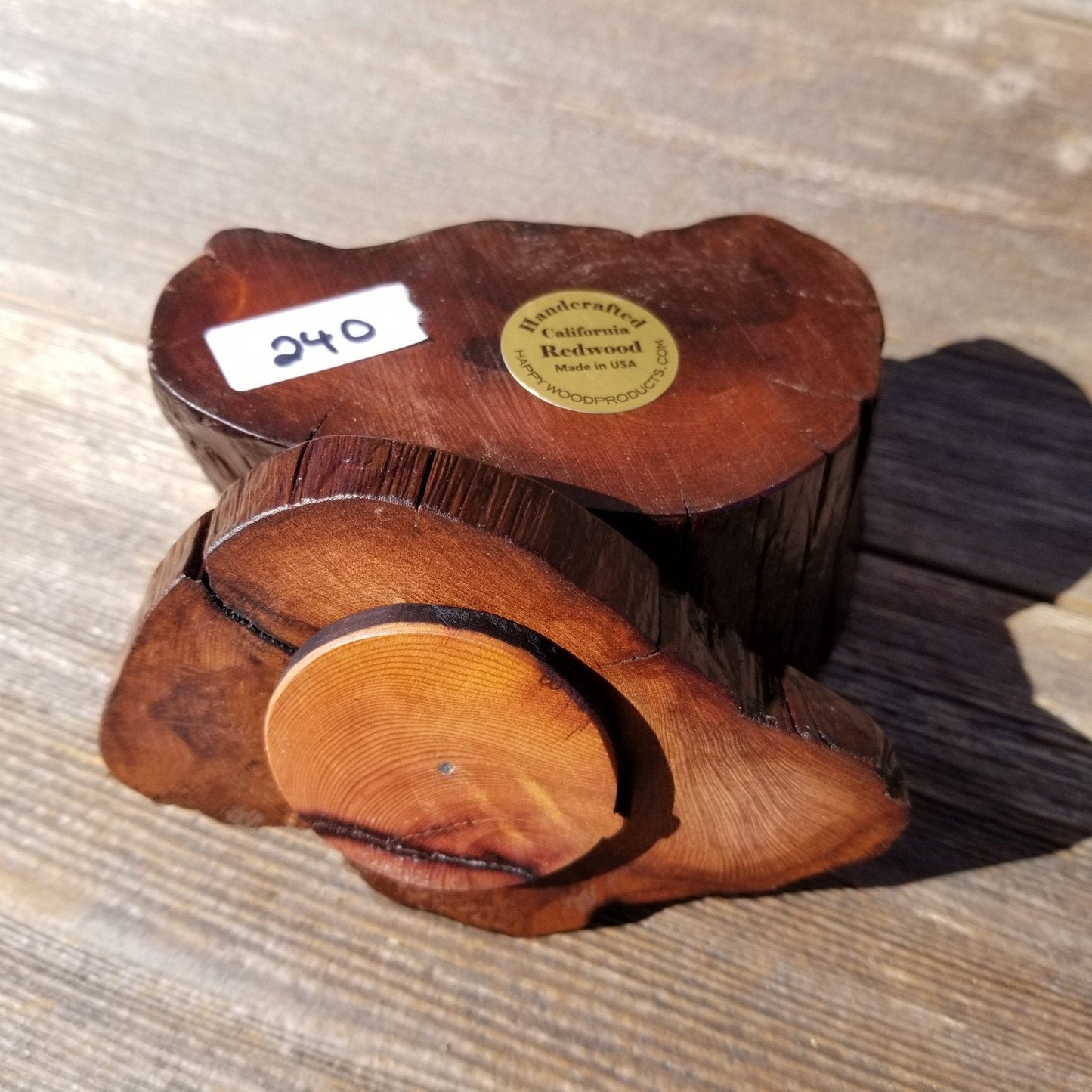 Wood Ring Box Rustic Handmade California Redwood #240