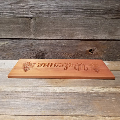 Welcome Sign with Two Trees Handmade Carved Sign Redwood