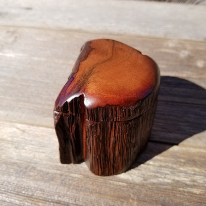 Wood Ring Box Redwood Rustic Handmade Mini #255