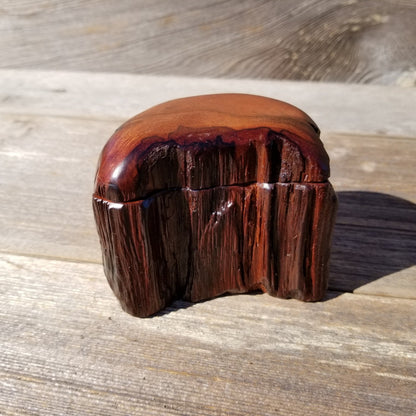 Wood Ring Box Redwood Rustic Handmade Mini #255