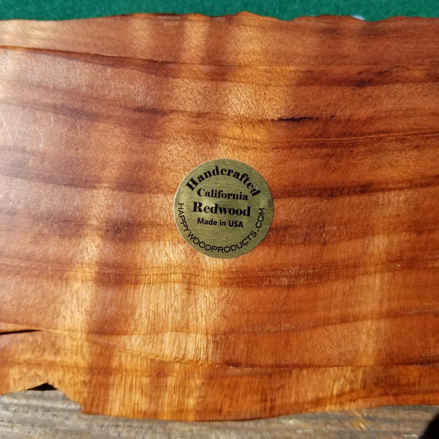 Wood Jewelry Box Redwood Tree Engraved Rustic Handmade Curly Wood #237