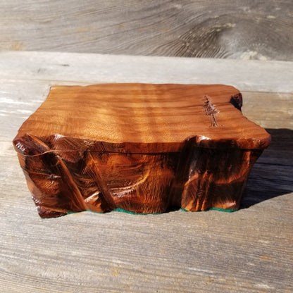 Wood Jewelry Box Redwood Tree Engraved Rustic Handmade Curly Wood #237