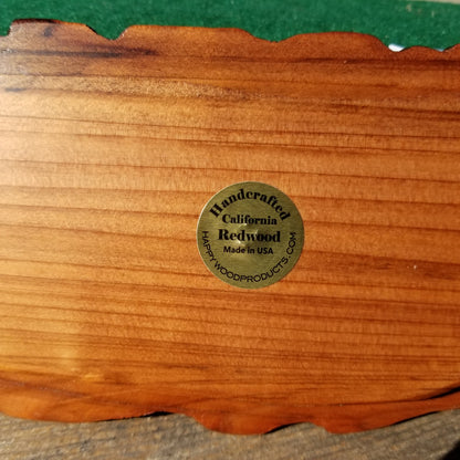 Wood Jewelry Box Redwood Tree Engraved Rustic Handmade #228