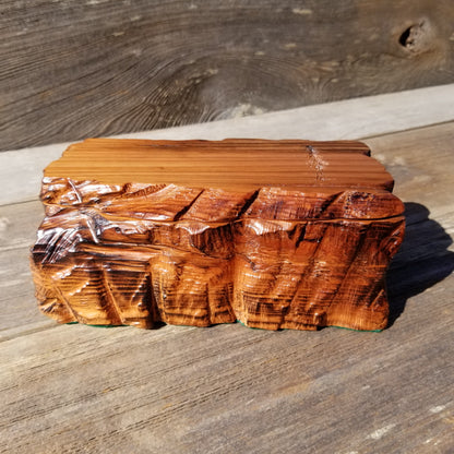 Wood Jewelry Box Redwood Tree Engraved Rustic Handmade #228