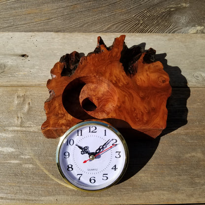 Redwood Burl Wood Clock Mantle Desk Office Gifts for Men Sitting Wood Birdseye Table Shelf #223