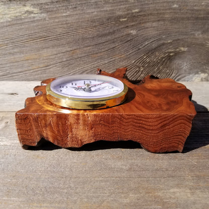 Redwood Burl Wood Clock Mantle Desk Office Gifts for Men Sitting Wood Birdseye Table Shelf #223