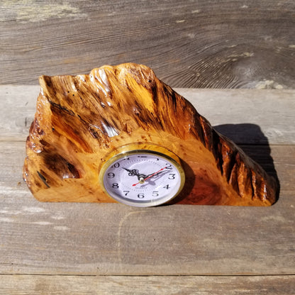 Redwood Burl Wood Clock Mantle Desk 2 Tone Wood Birdseye 221