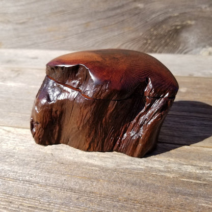 Wood Ring Box Rustic Handmade California Redwood #240