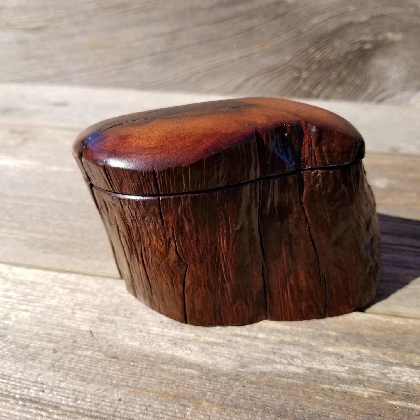 Wood Ring Box Rustic Handmade California Redwood #240